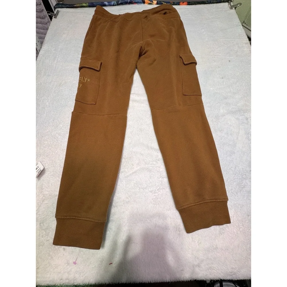 Born Fly Men's Mustard Yellow Sweatpants Size Large Cargo Pants Embroidered  Y2K